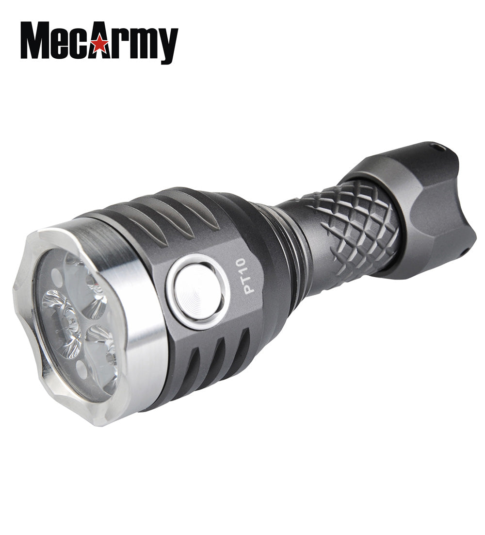 900 lumen rechargeable flashlight MecArmy PT14 Ultra Bright Rechargeable Flashlight - 3 x CREE XP-G2 - 900 Lumens