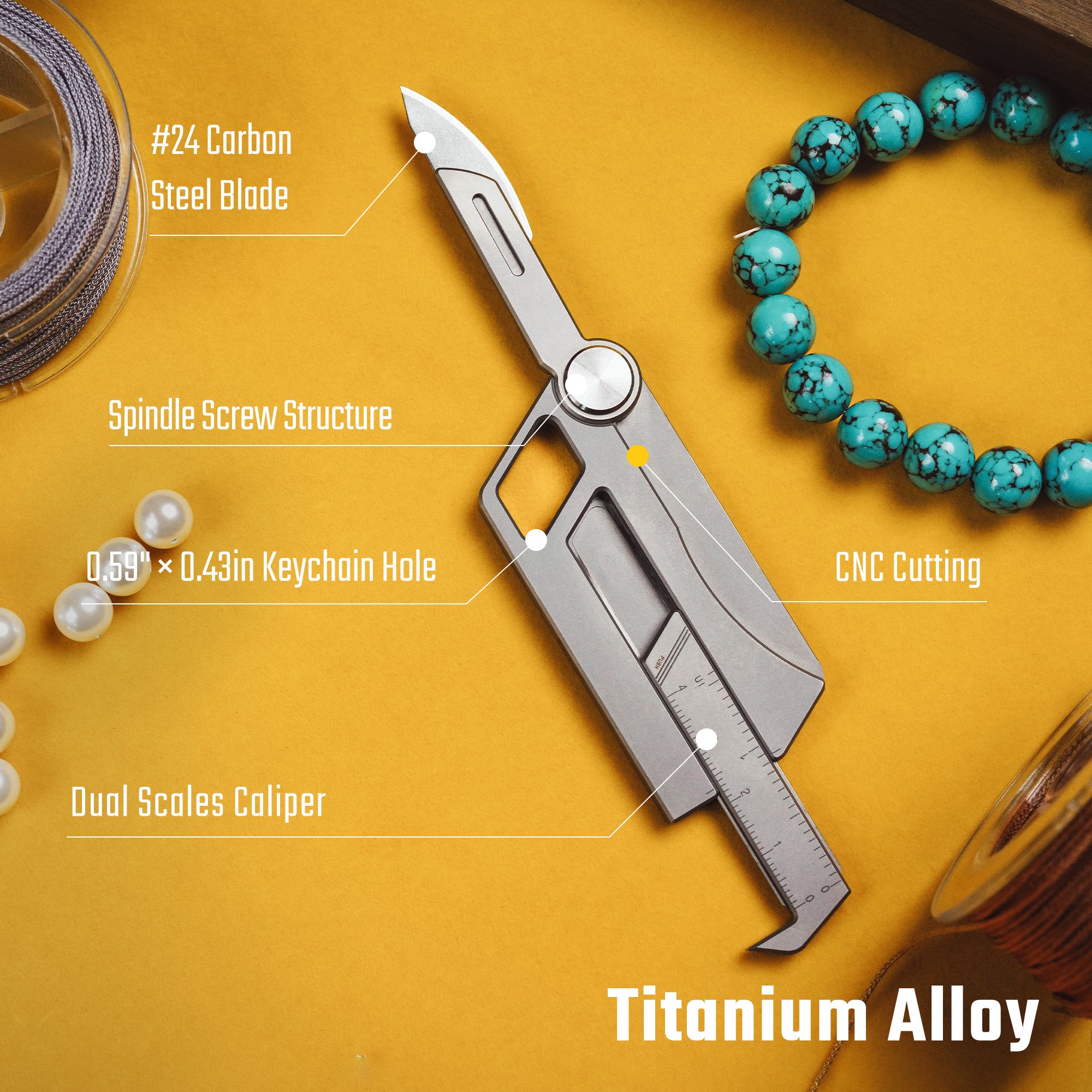 RU02 Titanium Folding Knife Caliper