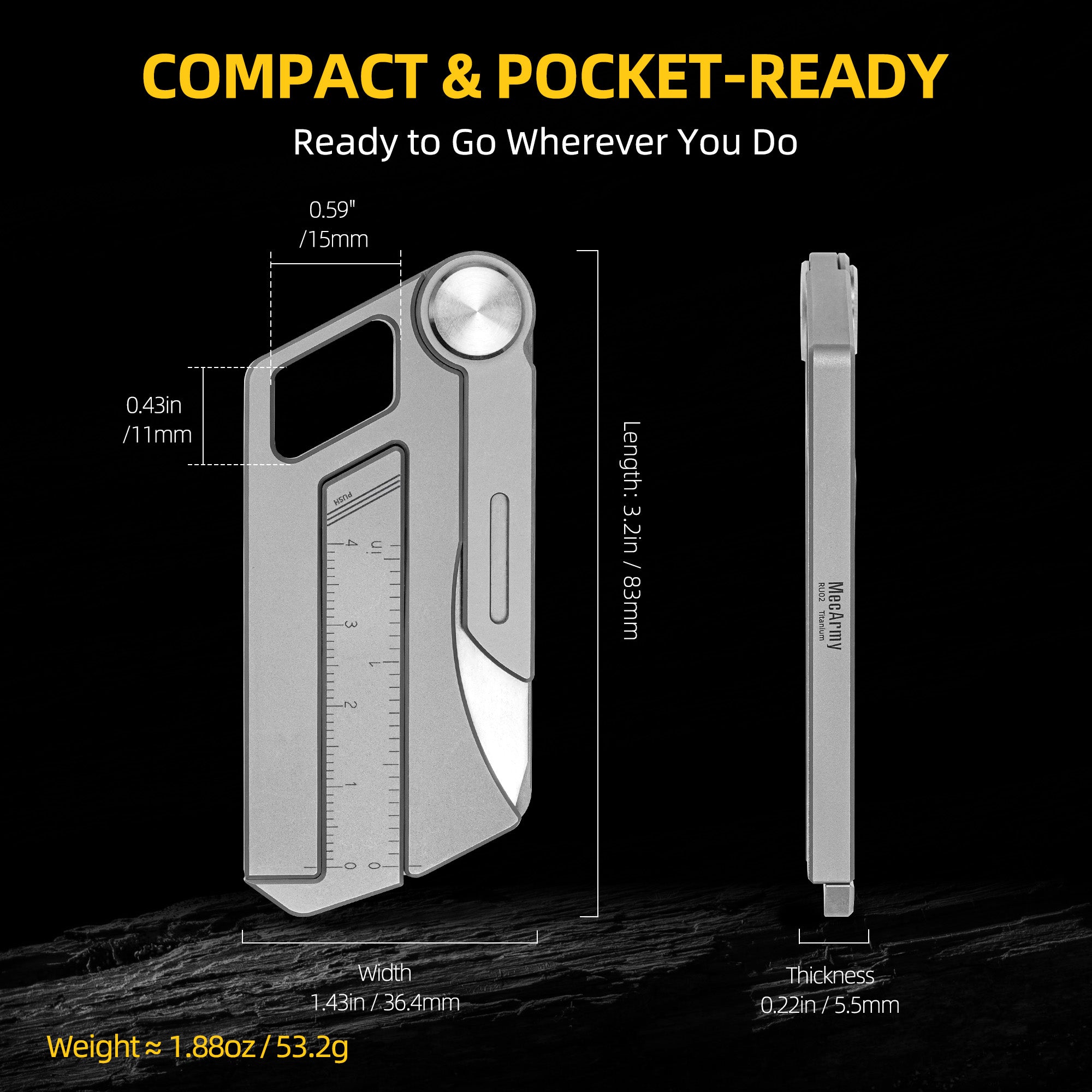 RU02 Titanium Folding Knife Caliper