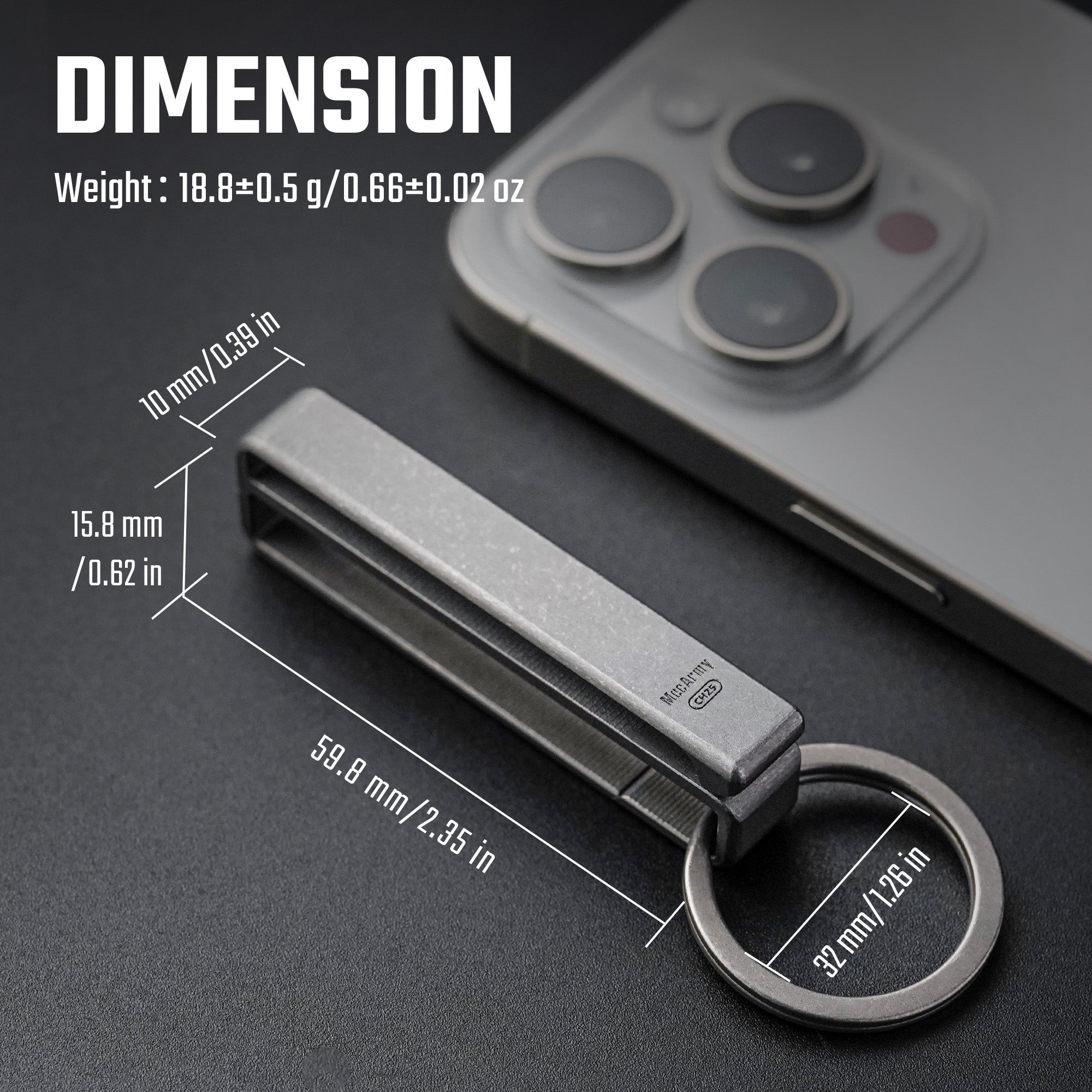 CH25 Titanium Belt Keychain Clip