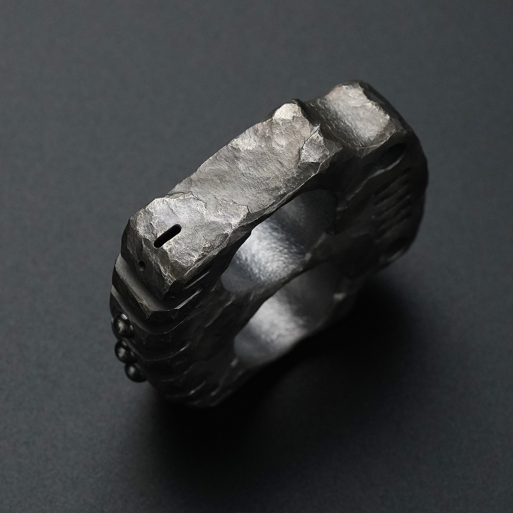 MecArmy TKF-HC hand-carved titanium EDC knuckle showing the sculpted side and rock-textured finish