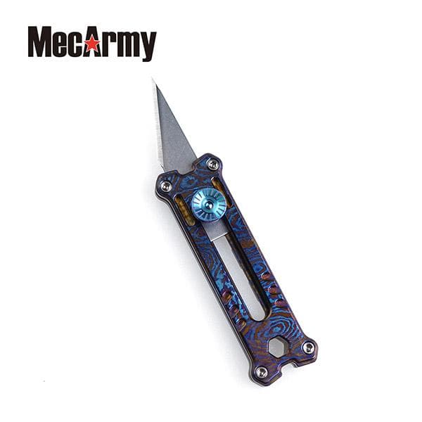 EK12 Titanium Damascus Mini Keychain Utility Knife