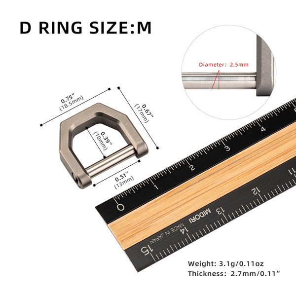 MecArmy CH2 Titanium D shape key ring | three different sizes and colors