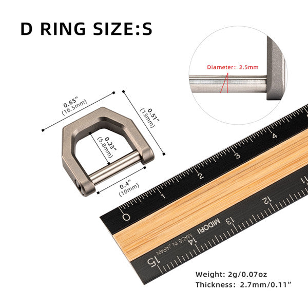 MecArmy CH2 Titanium D shape key ring | three different sizes and colors