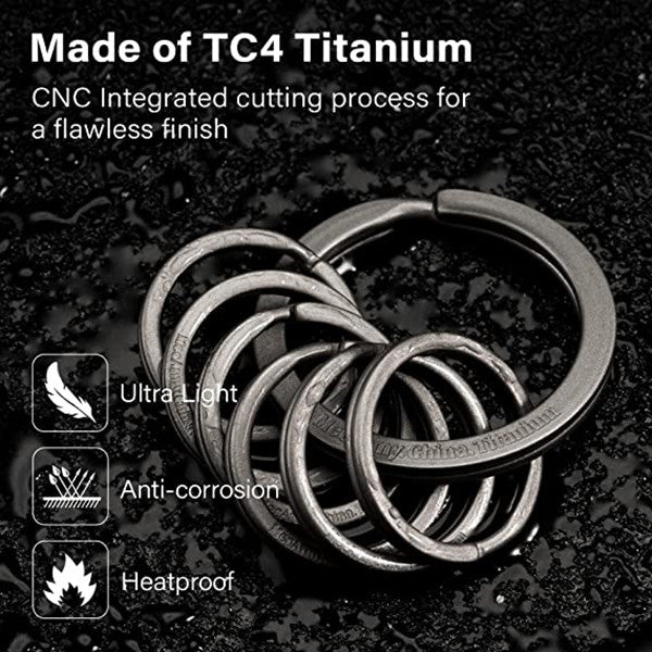 CH13 Titanium Flat Split Keyring 7pcs