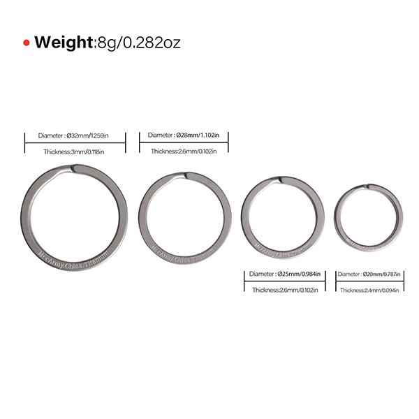 CH11 Titanium Keyring | 4pcs Keychain Ring Kit and Four Different Sizes