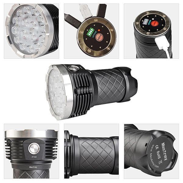 MecArmy PT60 9600 Lumens USB Rechargeable Search Flashlight