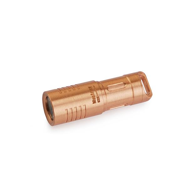 brass rechargeable flashlight MecArmy Illumine X3S 130 Lumens Mini Rechargeable Keychain Flashlight