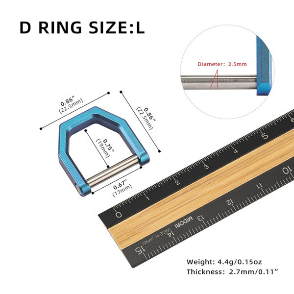 MecArmy CH2 Titanium D shape key ring | three different sizes and colors