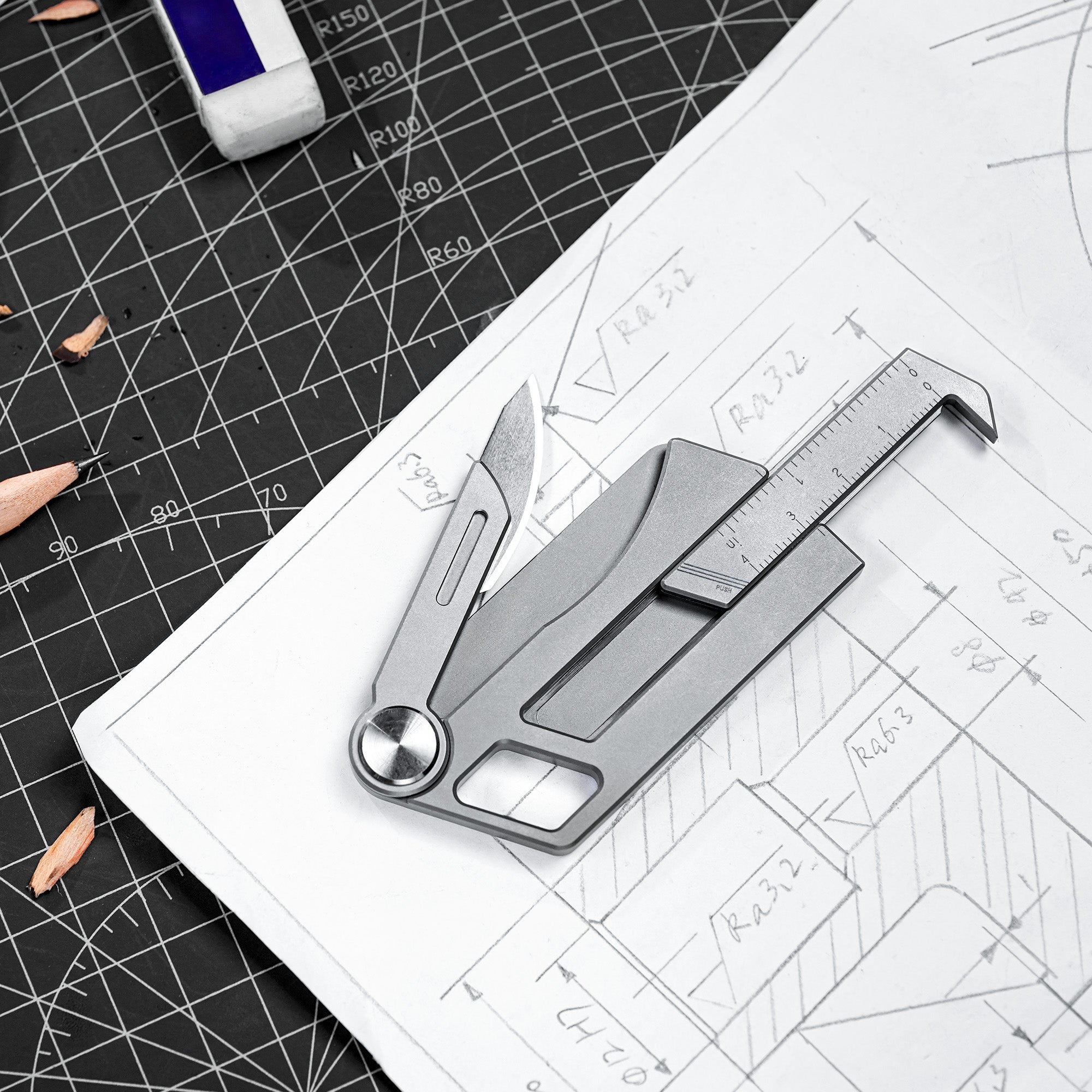 RU02 Titanium Folding Knife Caliper