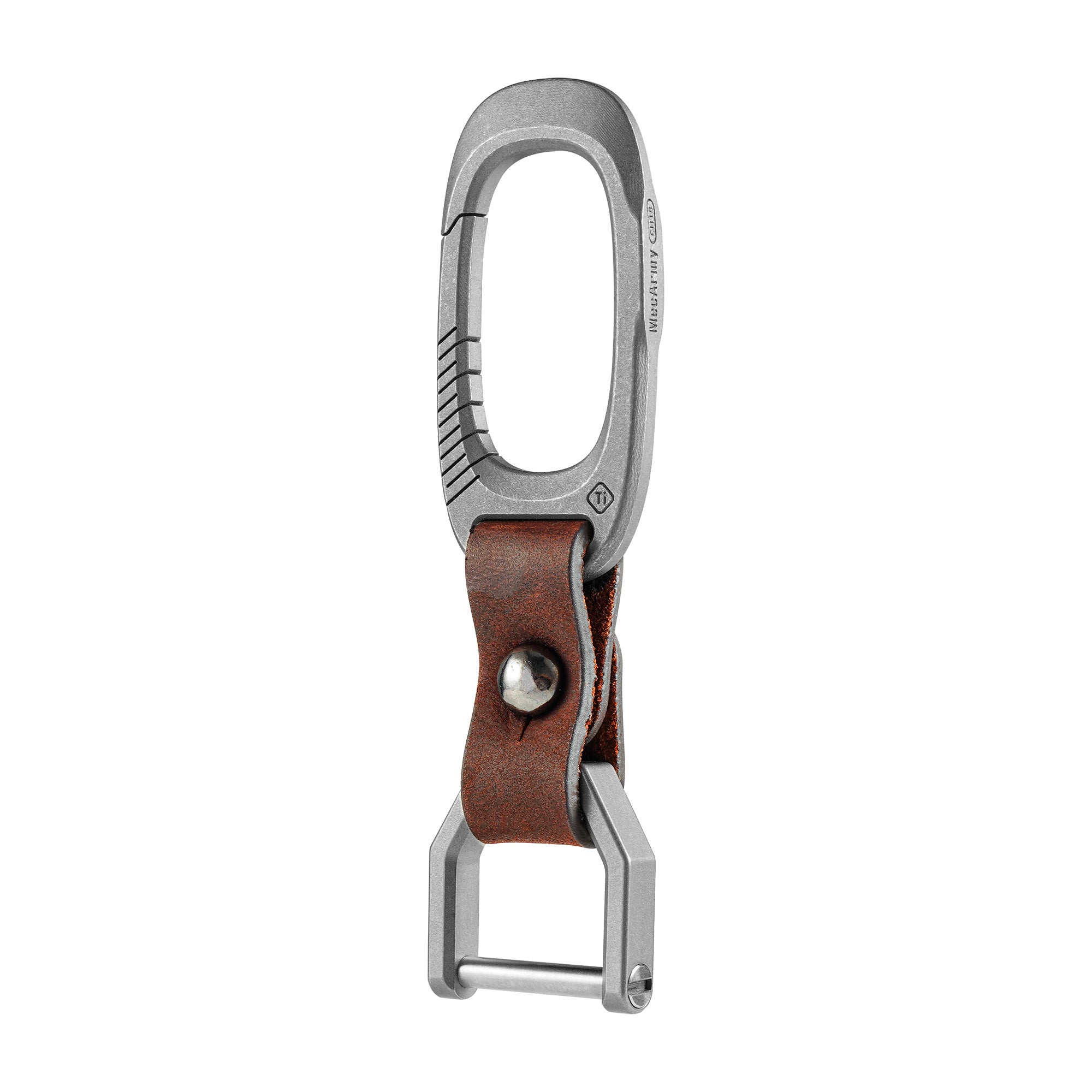 CH21 Titanium Keychain Clip With Leather