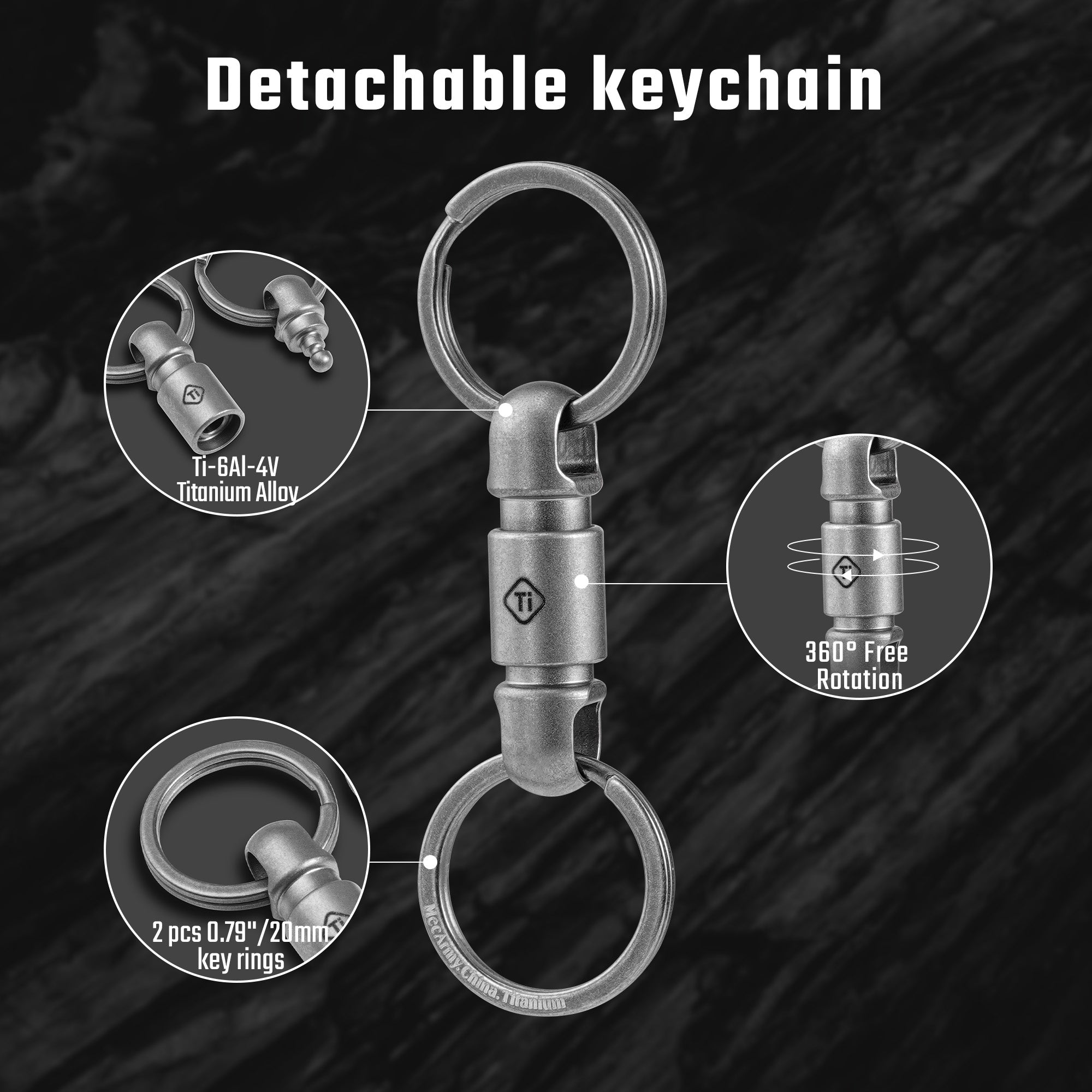 CH24 Titanium/PEI Quick Release Keychain