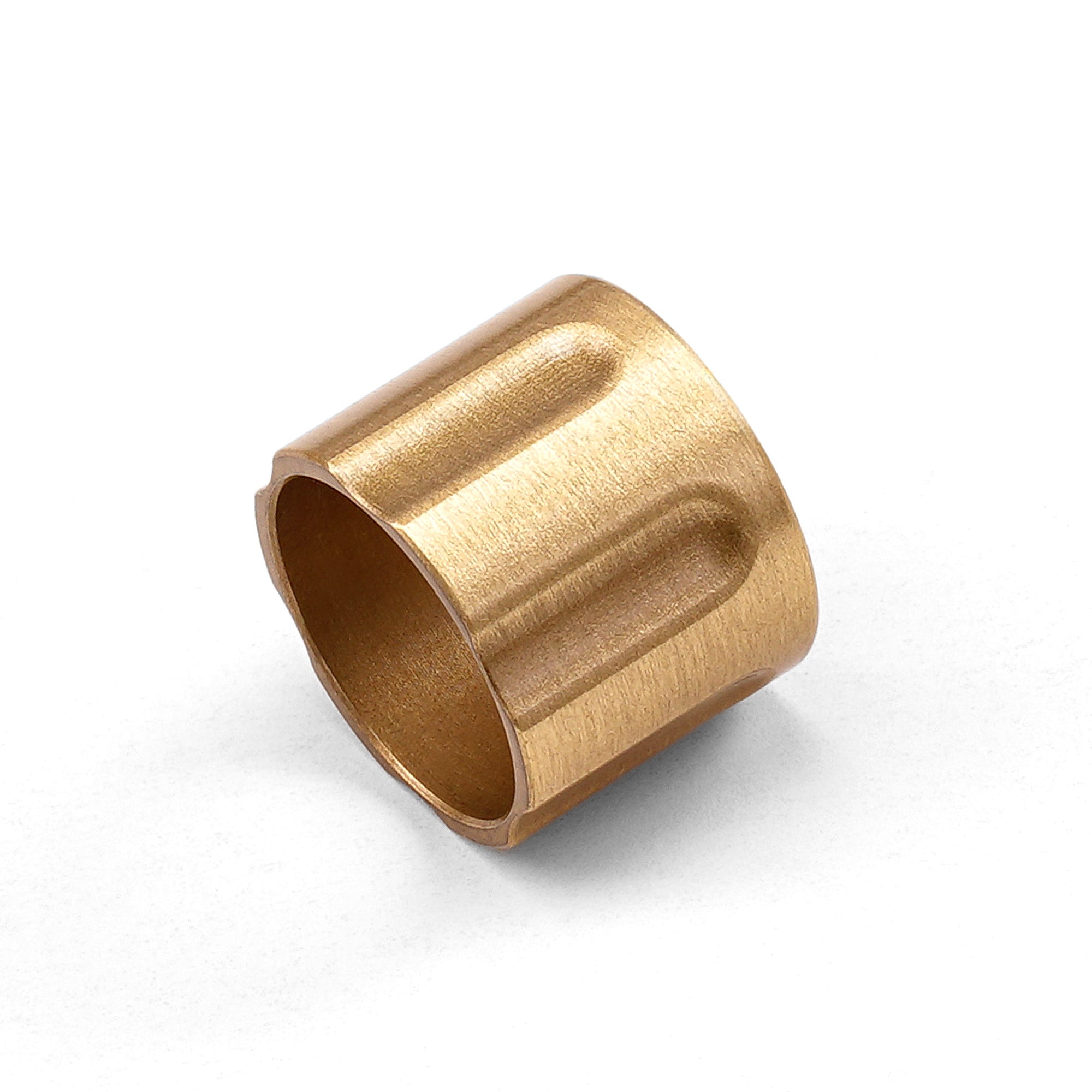 MecArmy TPX11 brass replacement grip accessory with machined grooves.