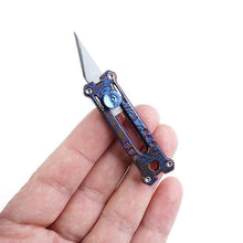 EK12 Titanium Damascus Mini Keychain Utility Knife